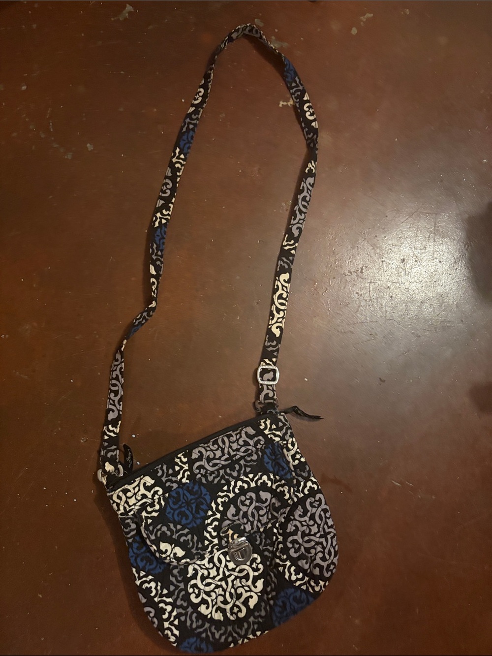 Vera Bradley Black, Blue & White Quilted Crossbody Bag